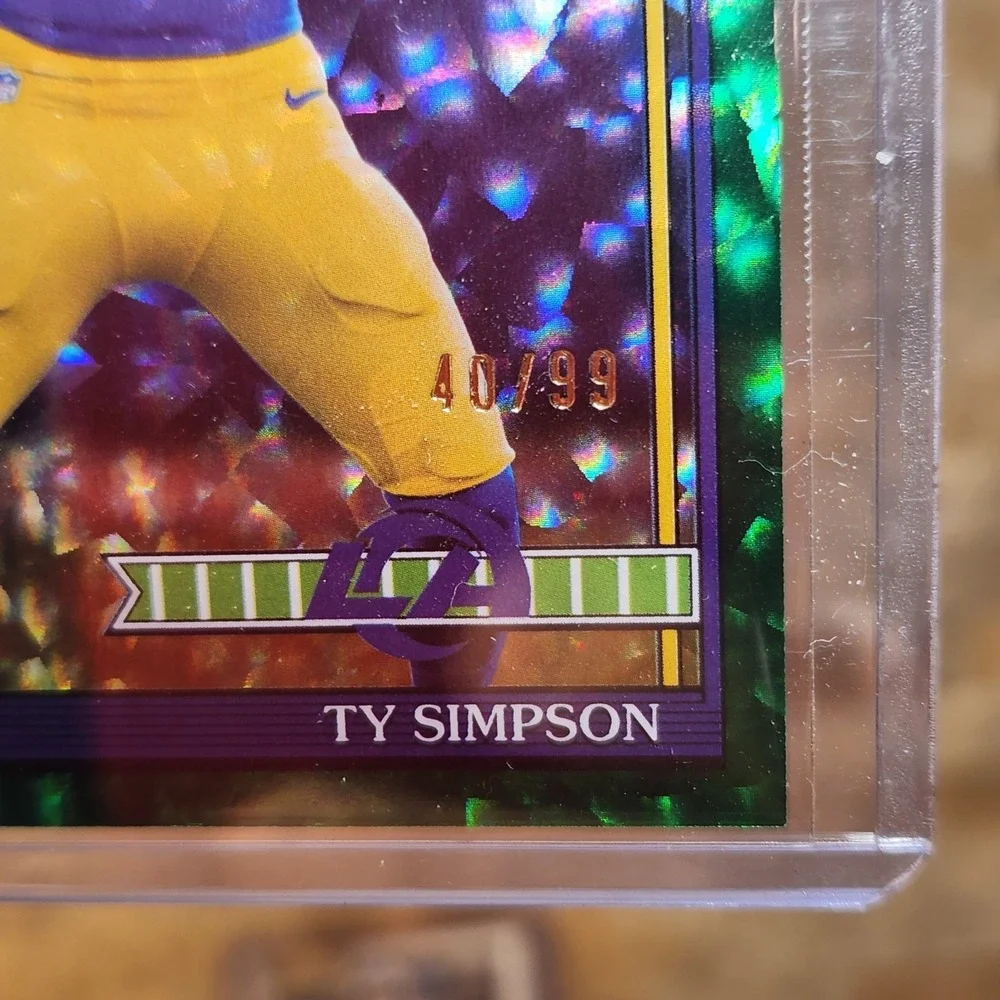 2026 Topps NFL Ty Simpson Green Rc /99 and Base LA Rams Flagship